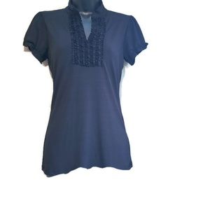 A. Byer Black Shirt with Ruffled Front